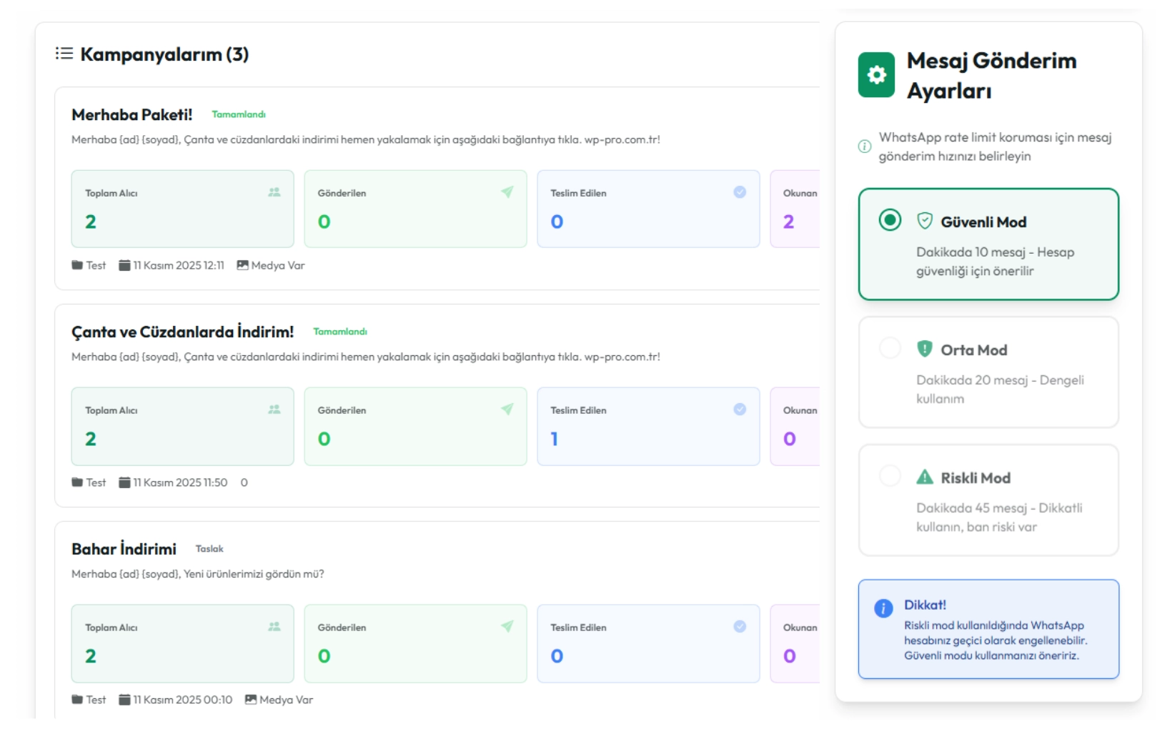 Anasayfa 6 wpPro ile WhatsApp Toplu Mesajlaşma Artık Çok Kolay! Gelişmiş arayüz: kolay kullanılabilir paneli ile tümtüm kullanım tiplerine uygun.